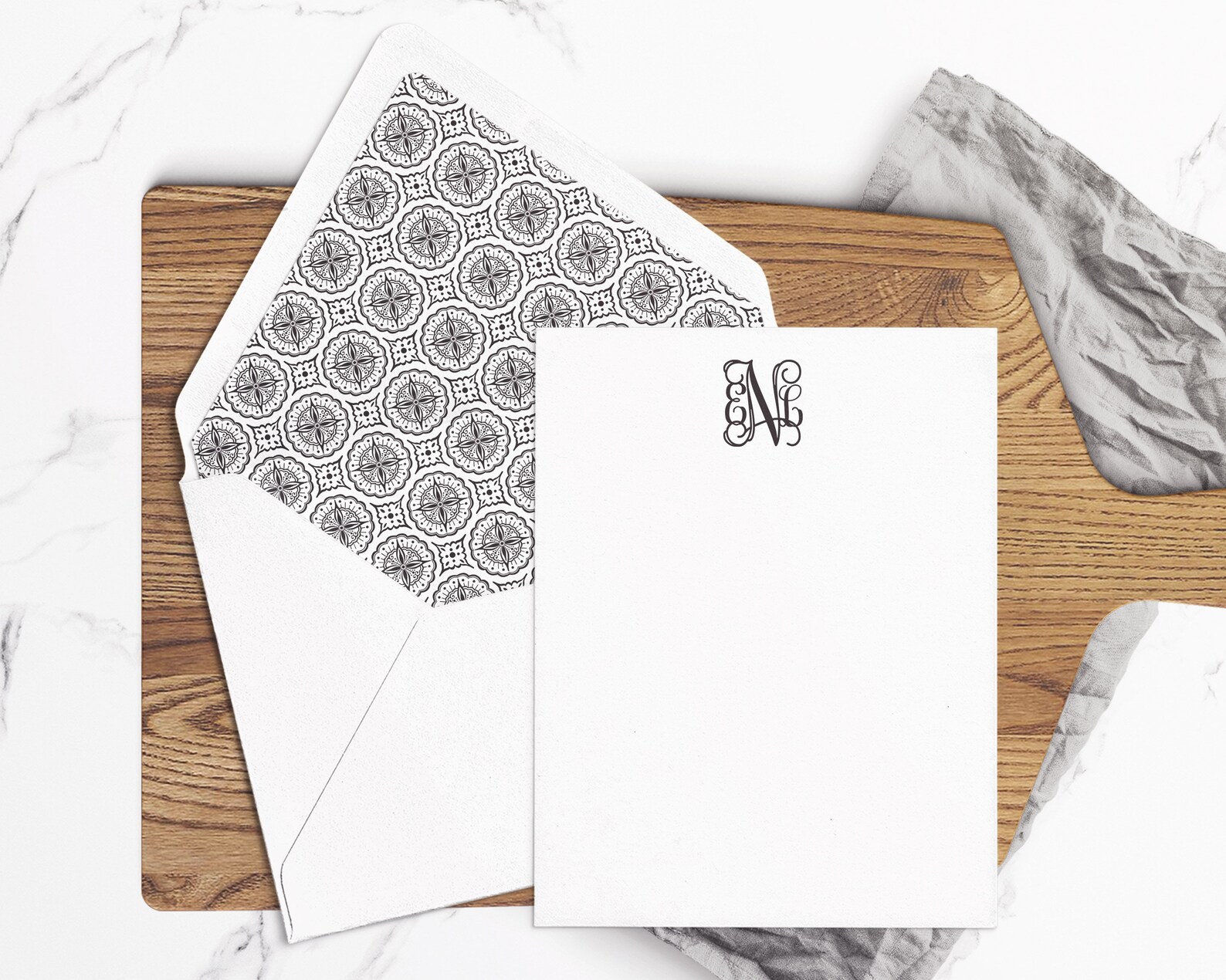 Monogram Stationery Set. Blank Flat Note Cards and Envelopes. Etsy