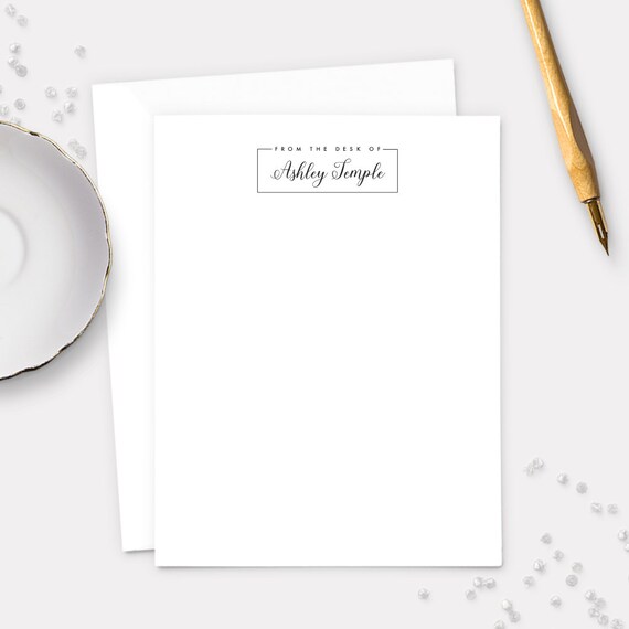 From The Desk Of Note Card Set Personalized Stationery Set Etsy