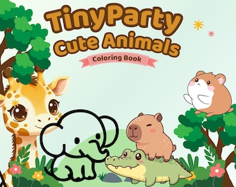 40 Pages Cute Animals Coloring Book | Funny Animal Coloring Pages | Kids Coloring Book | Adorable Animal Line Art | Printable PDF
