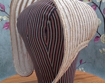 Victorian Era Straw Bonnet - ca 1850s -  Hand Sewn by Anna Worden (M8)