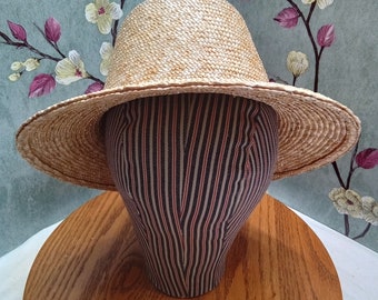 Sombrero de paja victoriano o regencia de la década de 1880 - Cosido a mano por Anna Worden (A6)