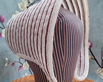 Victorian Era Straw Bonnet - ca 1850s -  Hand Sewn by Anna Worden (M7)