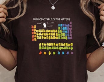 Chemise chatons de table purriodiques : t-shirt graphique drôle de chat, cadeau humoristique pour amoureux des animaux de compagnie