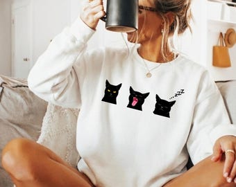 Sweat-shirt chat fatigué endormi | Sweat à capuche sieste chaton | Graphique rétro de chat