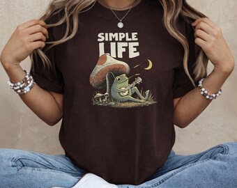 Grenouille Simple Life : T-shirt animal douillet | Graphique effrayant de grenouille