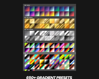 650+ High-Resolution Photoshop Gradient Presets (.GRD File), Instant Download, Digital Color Overlays, Easy Download