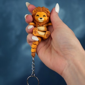Porte-clés Lion Flexi Articulé, Jouet Anti-Stress Fidget, Accessoire de Bureau, Leo le Lion, Cadeau Original
