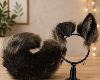 Set di orecchie e coda per husky, set di orecchie da pastore per cosplay per convention e Halloween, accessorio per costumi da animale, giochi con animali domestici, libertà pelosa