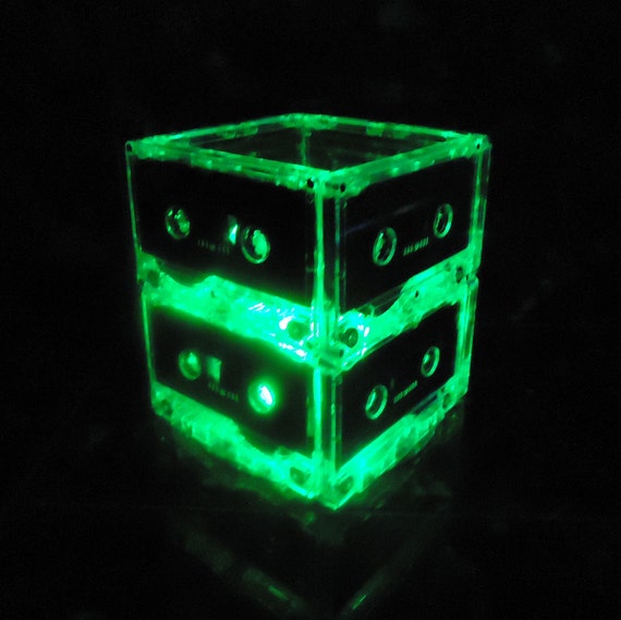 Cassette tape centerpiece, cassette centerpiece light for 80's 90's music themed event party Green Il_570xn