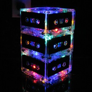 Music Art MixTape Night Light Lamp Centerpiece Rainbow colors Music Lover Cassette Tape Lamp Mood Light image 3