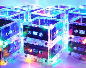 Lot of 100 MultiColor Cassette Tape Mixtape Light Centerpieces for 80s party 90s Decoration Music Theme