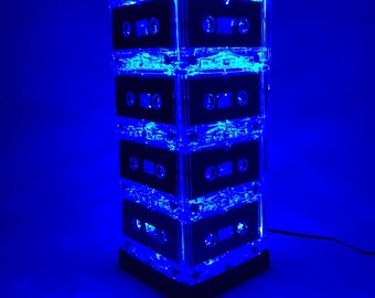 Blue Cassette Tape Lamp Mixtape Light Man Cave Decor