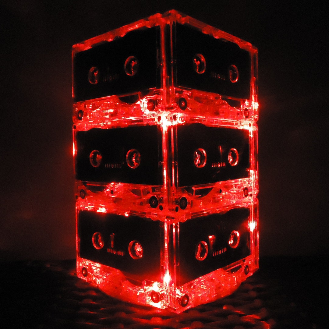 10 Cassette Tape Light Centerpieces With Red Leds for 80s Music Theme