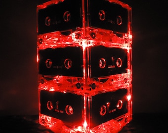 10 Cassette Tape Light Centerpieces with Red LEDs for 80s Music Theme Event or party