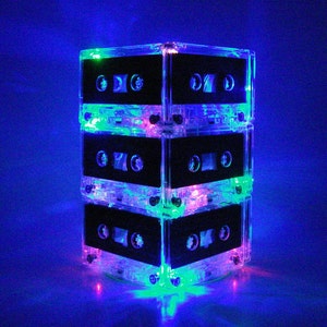 Rainbow Colors Mix Tape Cassette Tape Mixtape Night Light Lamp Centerpiece LED lights Unique lighting image 3