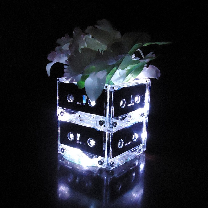 Lighted Mixtape Wedding Table Centerpieces made to order Music 80s 90s Punk Rock Wedding image 2