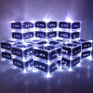 Set of 10 Lighted Cassette Tape Centerpieces for 80s 90s party music theme rock n roll music