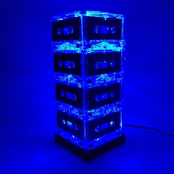 Gift for Him Blue Mixtape Cassette Tape Light Lamp Music Lover Rock n Roll 80s 90s Il_570xn