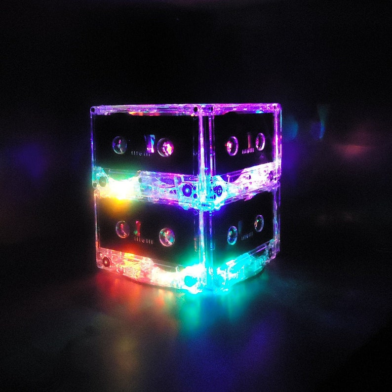 Set of 10 Lighted Cassette Tape Centerpieces for 80s 90s party music theme rock n roll music Rainbow