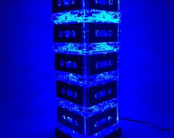 Repurposed Blue Cassette Tape Lamp Mixtape Light