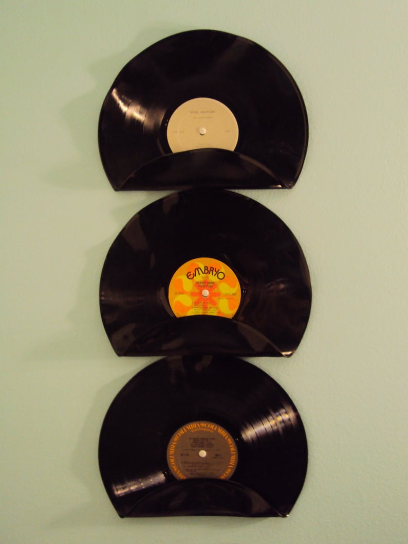 Repurposed Upcycled Vinyl Record Mail Holders Set of 3 image 2