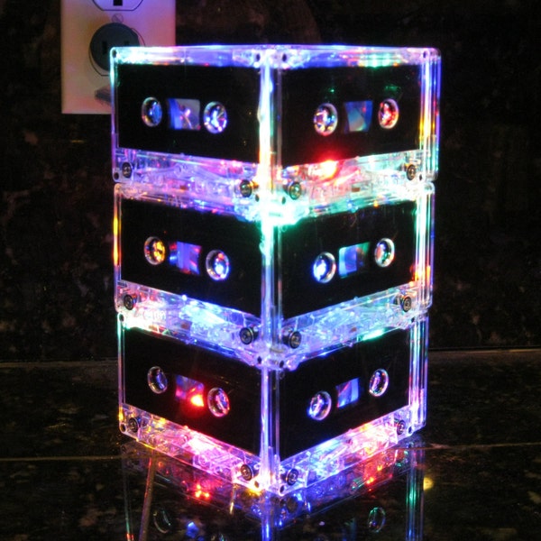 Music Art MixTape Night Light Lamp Centerpiece Rainbow colors Music Lover Cassette Tape Lamp Mood Light