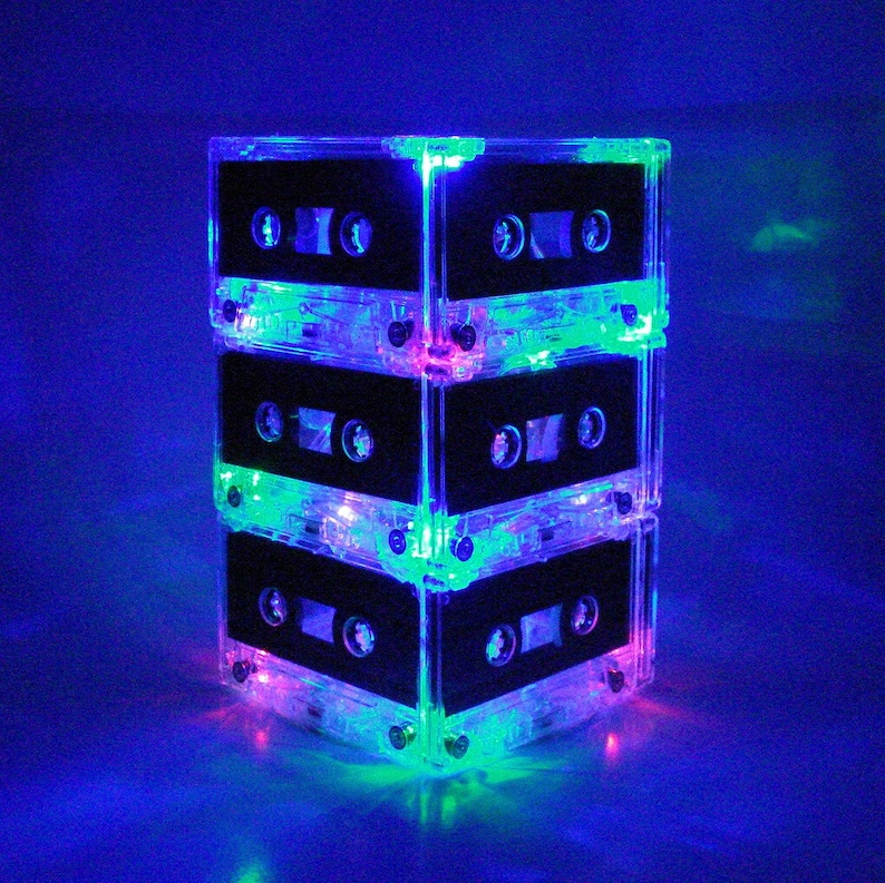 Rainbow Colors Mix Tape Cassette Tape Mixtape Night Light Lamp Centerpiece LED lights Unique lighting image 2