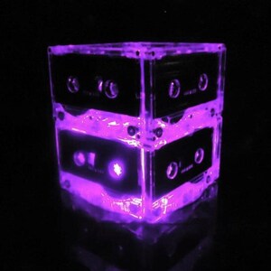 Red Cassette Tape Light Centerpiece for 80s 90s music themed party Purple