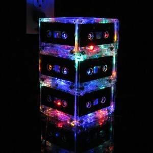 Music Art MixTape Night Light Lamp Centerpiece Rainbow colors Music Lover Cassette Tape Lamp Mood Light image 2