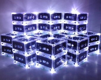 Set of 20 Cassette Tape Lights Mixtape Lighted Centerpiece 80s theme Mixtape cassette tape lights