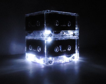 Music Lover Cassette Tape Night Light Lamp Centerpiece Upcycled Retro Ecofriendly