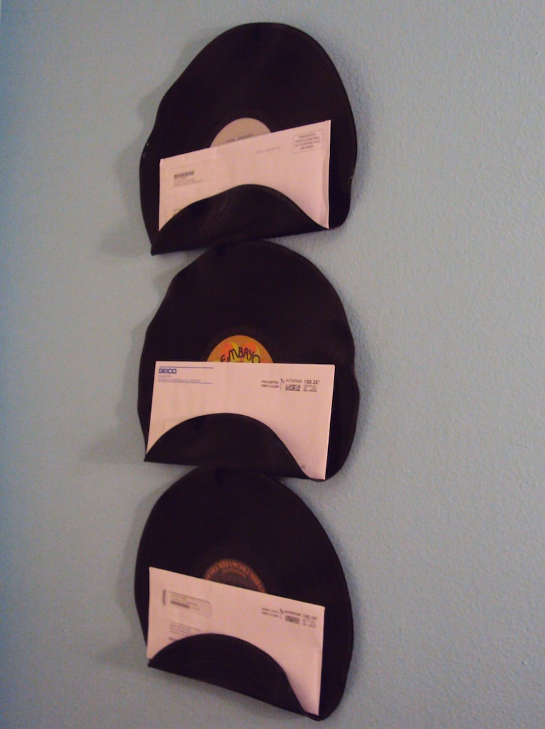 Repurposed Upcycled Vinyl Record Mail Holders Set of 3 image 3