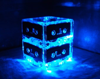 Cassette tape centerpiece, cassette tape light, mixtape light centerpiece 80s party 90s decor party event BLUE