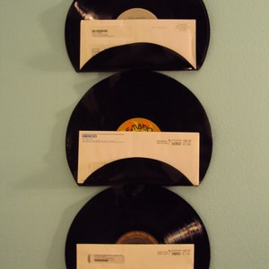 Repurposed Upcycled Vinyl Record Mail Holders Set of 3 image 1