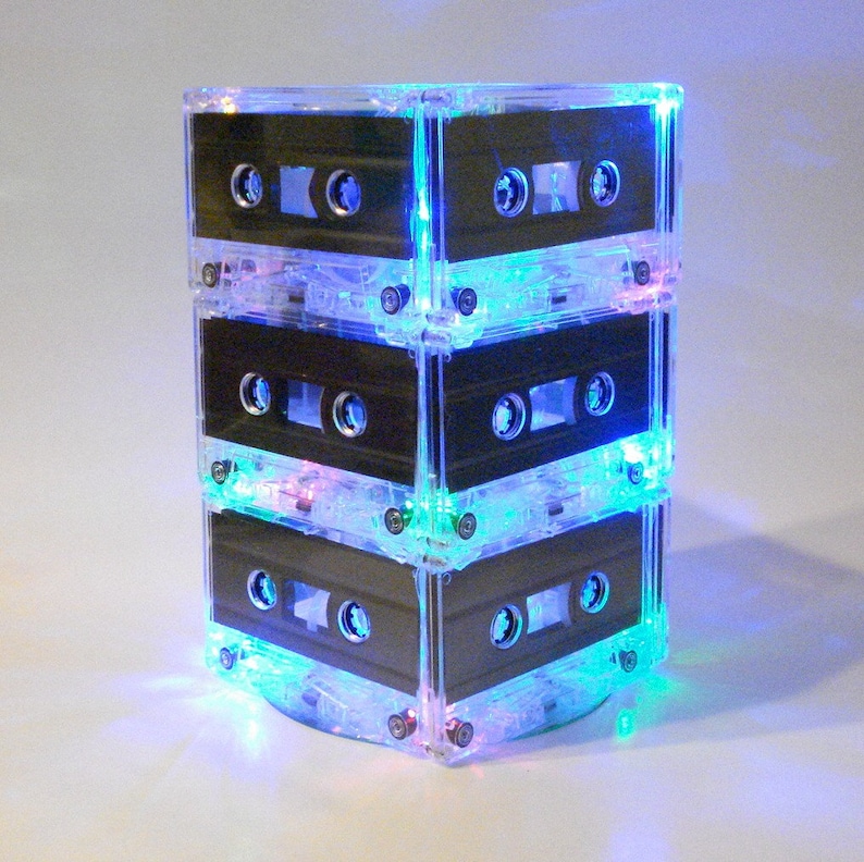 80s 90s Retro Rock n Roll Music Themed Wedding Table Mixtape Lighted Centerpiece Lamp image 5