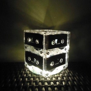 Set of 10 Lighted Cassette Tape Centerpieces for 80s 90s party music theme rock n roll music White