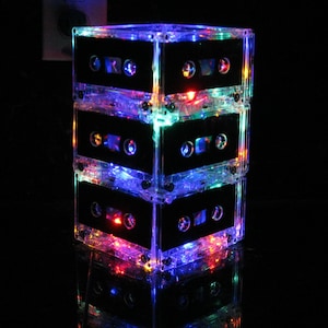 Music Art MixTape Night Light Lamp Centerpiece Rainbow colors Music Lover Cassette Tape Lamp Mood Light image 4