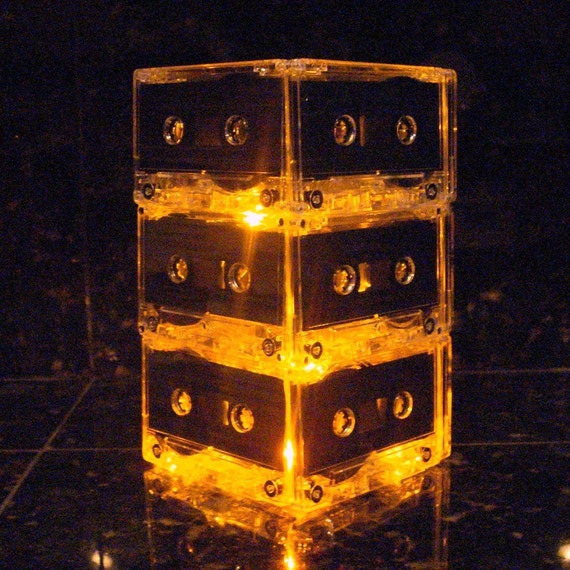 Retro Lighting Golden Yellow MixTape Light Cassette Tape Lamp Centerpiece for Music Lover Il_570xn