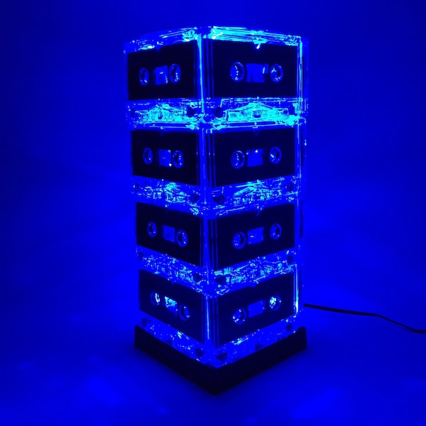 Upcycled Lighting LED Lamp color changing Mixtape Cassette Tape Night Light Mood Light Lamp 10" Mixtape Cassette Tape Light