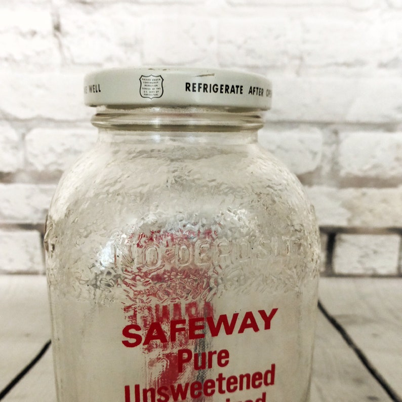 Vintage 1960s Safeway Orange Juice Glass Bottle With Metal Lid Etsy