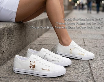 Snoopy Schuhe Benutzerdefinierte Cartoon Hund Sneakers Wunderliche Charakter Schuhe personalisierte Geschenk für sie anpassbare Leinwand Name Low Top Sneaker