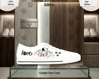Custom 101 Dalmatians Converse Shoes Personalized Dalmatian Dog Sneakers Cute Hand Painted Style Canvas High Tops Disney Lover Customized
