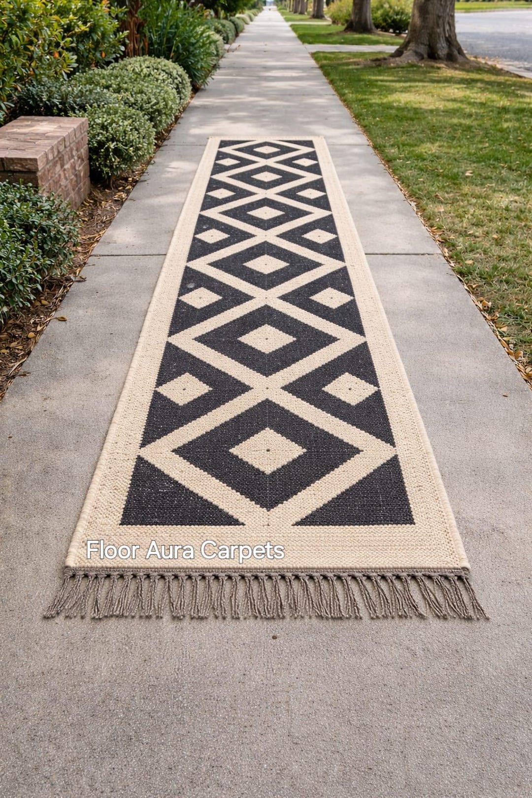 Artisan Handwoven Flatweave Rug – Black & Natural Tones Black Natural ...