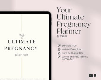 Pregnancy Planner Printable | Digital Pregnancy Journal PDF | Minimal Expecting Mom Planner