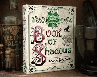 Cross stitch pattern Book of Shadows binding tutorial Green Man pagan witch wiccan Jack in the Green PDF download Celtic knot Elfin Forest