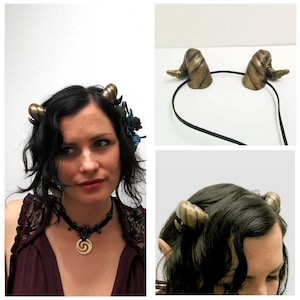 Ram horns costume headband steampunk cosplay for satyr, goat, faun, pagan, fairy etc. Small, realistic lightweight by The Elfin Forest image 1