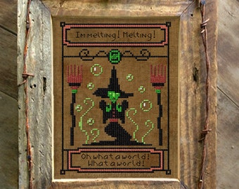 Wicked witch cross stitch pattern Wizard of Oz Wicked Witch of the West I'm Melting pdf download by The Elfin Forest