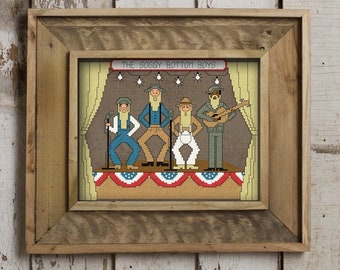 Oh Brother Where Art Thou cross stitch pattern Soggy bottom boys bluegrass band, mountain music, country, Appalachian, hillbilly, Americana