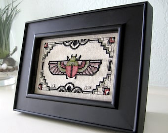 Art Deco Cross Stitch Pattern Scarab Instant Download PDF Beetle