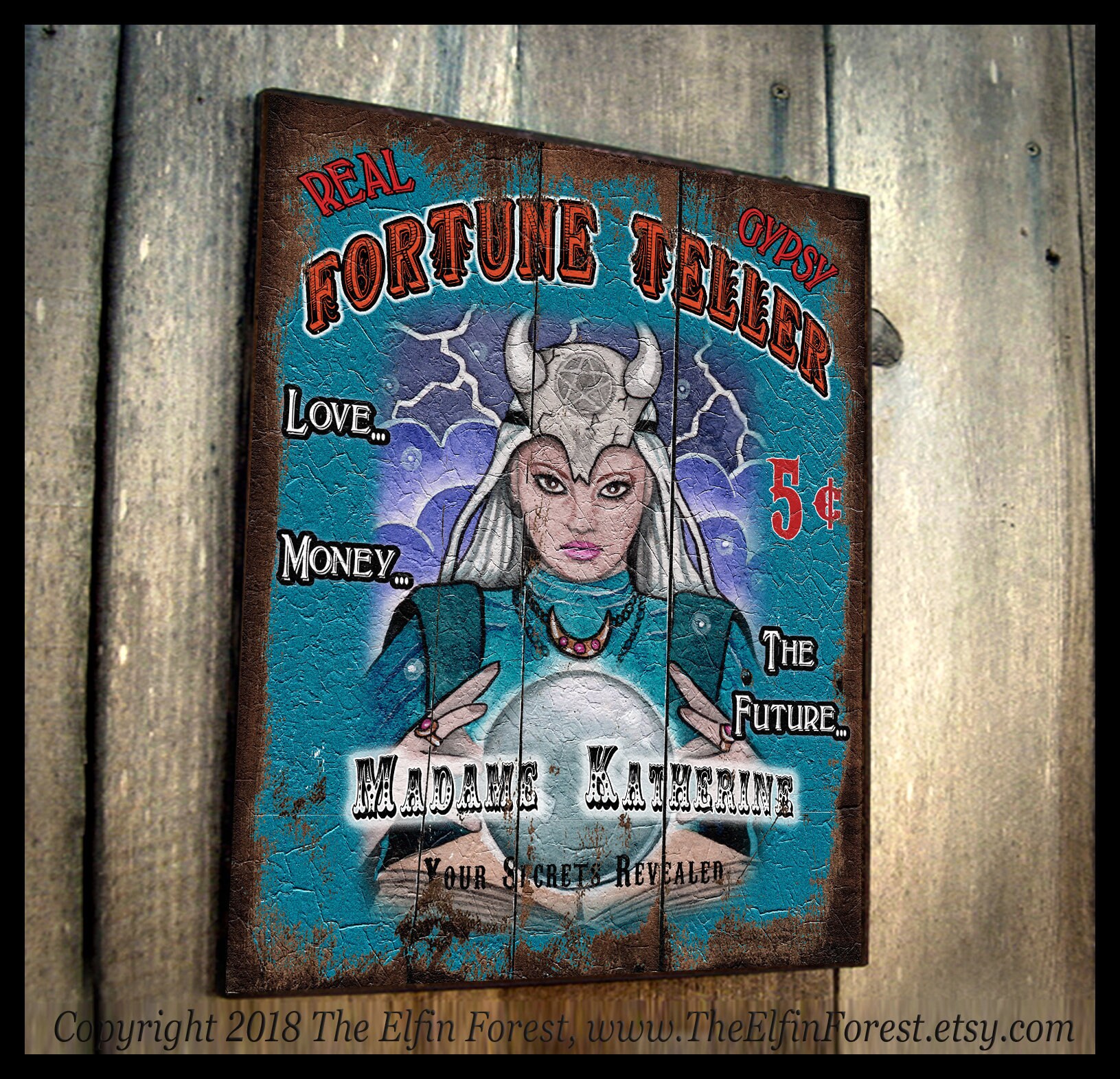 Fortune teller wood sign gypsy psychic custom name for outdoor Etsy